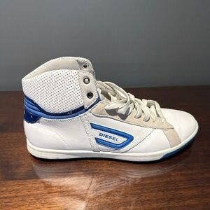 Diesel White and Blue High-Top Sneakers